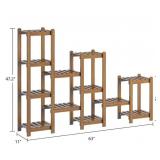 FUFU&GAGA Plant stand 47.2-in H x 63-in W Brown Indoor or Outdoor Novelty Wood Plant Stand