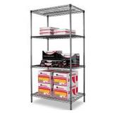 Alera Wire Shelving Starter Kit, Four-Shelf, Black Anthracite