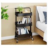 YANXUS 3-Tier Rolling Utility Cart with Handle and Roller Wheels Mobile Storage Organizer