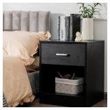 Costway Nightstand with Drawer Storage Cabinet Modern Beside End Table Black