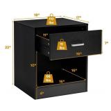 Costway Nightstand with Drawer Storage Cabinet Modern Beside End Table Black