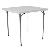 Square Bi-Fold Granite White Plastic Folding Table with Carrying Handle