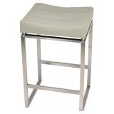 Cortesi Home Isis Counter-Height Stool in Brushed Stainless Steel, Light Grey