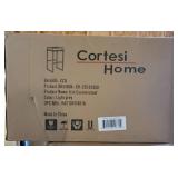 Cortesi Home Isis Counter-Height Stool in Brushed Stainless Steel, Light Grey