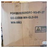 Flash Furniture Mid-Back White LeatherSoft Executive Swivel Office Chair with Gold Frame and Arms