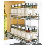 Lynk Professional Slide Out Spice Rack Pull Out Cabinet Organizer 4-1/4 inch Wide - Double, Chrome