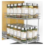 Lynk Professional Slide Out Spice Rack Pull Out Cabinet Organizer 6-1/4 inch Wide - Double, Chrome