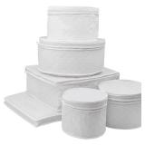 LAMINET 6 Piece Quilted Dinnerware Storage Starter Set - Includes 4 Plate Cases, 1 Cup Case & Platter Case - White