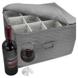 Sorbus Stemware Storage Chest - Deluxe Quilted Case with Dividers - Service for 12 - Great for Protecting or Transporting Wine Glasses, Champagne Flutes, Goblets, and More