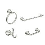 MOEN Wellton 4-Piece Bath Hardware Set with 18 in. Towel Bar, Paper Holder, Towel Ring and Robe Hook in Brushed Nickel