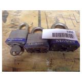 3 MASTER PADLOCKS, ONLY ONE KEY