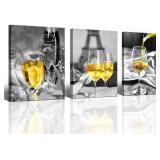 White Wine Kitchen Canvas Art Set