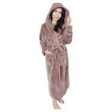 NY Threads Women Fleece Hooded Bathrobe (Size XL)