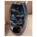 SPACEKEEPER Ceramic Backflow Incense Holder Waterfall Incense Burner, with 120 Backflow Incense Cones + 30 Incense Stick, Aromatherapy Ornament Home Decor, Blue Set