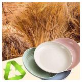Wheat Straw Plates 9 Inch - Microwave & Dishwasher Safe - Set of 4 - Lightweight, Unbreakable Serving Dishes -Perfect for Dinner Dishes - Healthy for Kids Children & Adult, BPA Free & Eco-Friendly