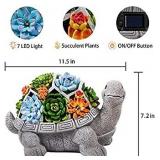 Garden Statues Turtle Outdoor Ornament Figurines with Solar Powered Lights Christmas Decorations for Patio Yard Lawn Gardening Gifts