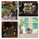 Garden Statues Turtle Outdoor Ornament Figurines with Solar Powered Lights Christmas Decorations for Patio Yard Lawn Gardening Gifts