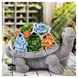 Garden Statues Turtle Outdoor Ornament Figurines with Solar Powered Lights Christmas Decorations for Patio Yard Lawn Gardening Gifts