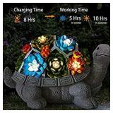 Garden Statues Turtle Outdoor Ornament Figurines with Solar Powered Lights Christmas Decorations for Patio Yard Lawn Gardening Gifts