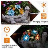 Garden Statues Turtle Outdoor Ornament Figurines with Solar Powered Lights Christmas Decorations for Patio Yard Lawn Gardening Gifts