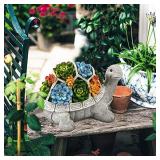 Garden Statues Turtle Outdoor Ornament Figurines with Solar Powered Lights Christmas Decorations for Patio Yard Lawn Gardening Gifts