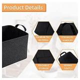 2Pack Felt Storage Basket, Foldable Storage Cubes Box, Open Storage Bin Laundry Hamper with Handles, Felt Fabric Organizer Cube Boxes Shelf Baskets for Clothing Toys Books