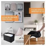 2Pack Felt Storage Basket, Foldable Storage Cubes Box, Open Storage Bin Laundry Hamper with Handles, Felt Fabric Organizer Cube Boxes Shelf Baskets for Clothing Toys Books