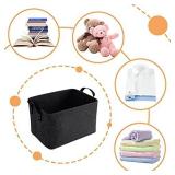 2Pack Felt Storage Basket, Foldable Storage Cubes Box, Open Storage Bin Laundry Hamper with Handles, Felt Fabric Organizer Cube Boxes Shelf Baskets for Clothing Toys Books
