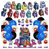 Among Gamer Us Birthday Party Supplies Among Game Us Party Decorations Set Include Banners Balloons Cake Tops varies from stock photo includes table ware
