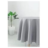 Biscaynebay Textured Fabric Round Tablecloths 70 Inch in Diameter, Silver Grey Water Resistant Tablecloths for Dining, Kitchen, Wedding and Parties, etc Machine Washable
