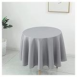 Biscaynebay Textured Fabric Round Tablecloths 70 Inch in Diameter, Silver Grey Water Resistant Tablecloths for Dining, Kitchen, Wedding and Parties, etc Machine Washable