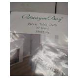 Biscaynebay Textured Fabric Round Tablecloths 70 Inch in Diameter, Silver Grey Water Resistant Tablecloths for Dining, Kitchen, Wedding and Parties, etc Machine Washable