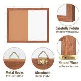 Dry Erase Cork Board Combo, maxtek 24 x 18 inches Hanging Combination Whiteboard for Wall Magnetic Whiteboard & Bulletin Board Wall Mounted for Home, Office & Classroom [Natural Wooden Frame