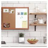 Dry Erase Cork Board Combo, maxtek 24 x 18 inches Hanging Combination Whiteboard for Wall Magnetic Whiteboard & Bulletin Board Wall Mounted for Home, Office & Classroom [Natural Wooden Frame