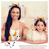 Cow Ears Headband 2Pcs Cow Ears and Horns Headband Plush Cow Print Top Cow Ears Costume Headwear Cow Ears Cosplay Hair Accessories for Christmas Halloween Festival Theme Party Cosplay Costume