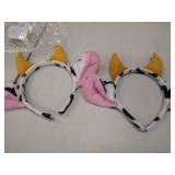 Cow Ears Headband 2Pcs Cow Ears and Horns Headband Plush Cow Print Top Cow Ears Costume Headwear Cow Ears Cosplay Hair Accessories for Christmas Halloween Festival Theme Party Cosplay Costume