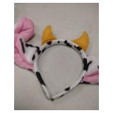 Cow Ears Headband 2Pcs Cow Ears and Horns Headband Plush Cow Print Top Cow Ears Costume Headwear Cow Ears Cosplay Hair Accessories for Christmas Halloween Festival Theme Party Cosplay Costume