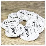 Coasters for Coffee Table, Yeeper Set of 8 Funny Ceramic Coasters, Gift for Housewarming Birthday House Decor, Conversation Starter, Humor Saying, for Dining Room Table brown with words not white