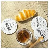 Coasters for Coffee Table, Yeeper Set of 8 Funny Ceramic Coasters, Gift for Housewarming Birthday House Decor, Conversation Starter, Humor Saying, for Dining Room Table brown with words not white