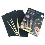 lifetop Scratch Art for Kids, 50 Sheets Rainbow Magic Scratch Paper Crafts Drawing Supplies with 4 Stencils & 5 Wooden Stylus for Age 3-10 Girls Boys DIY Birthday Halloween Christmas Party Game Favor