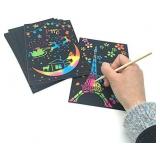lifetop Scratch Art for Kids, 50 Sheets Rainbow Magic Scratch Paper Crafts Drawing Supplies with 4 Stencils & 5 Wooden Stylus for Age 3-10 Girls Boys DIY Birthday Halloween Christmas Party Game Favor