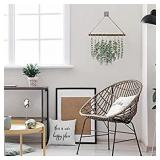 Artificial Eucalyptus Greenery Hanging Wall Decor Artificial Eucalyptus Vines Wall Hanging Plants with Wooden Stick Farmhouse Rustic Boho Wall Decor for Bedroom, Living Room, Entryway and Bathroom