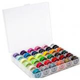 BetyBedy 36Pcs Bobbins and Sewing Threads with Bobbin Case for Multiple Sewing Machine, Pre-Wound Bobbins Set for Bro-Ther/Baby-Lock/Jano-me/El-na/Sin-ger, Standard Size and Assorted Colors