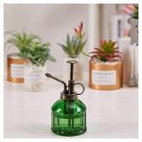Glass Plant Mister Spray Bottle, 6.5" Tall Vintage Plant Spritzer Watering Can, Succulent Watering Bottle with Top Pump, Small Plant Sprayer Mister for Indoor Outdoor House Plant - light Green