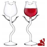Rose Cocktail Glass Wine Goblet Glasses Flower Drinkware Set of 2, Crystal Champagne Flutes Classy Red Wine Glass, Ideal Gifts for Housewarming, Wedding, Birthday Celebrations - CG01 (Set of 2