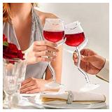 Rose Cocktail Glass Wine Goblet Glasses Flower Drinkware Set of 2, Crystal Champagne Flutes Classy Red Wine Glass, Ideal Gifts for Housewarming, Wedding, Birthday Celebrations - CG01 (Set of 2