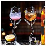 Rose Cocktail Glass Wine Goblet Glasses Flower Drinkware Set of 2, Crystal Champagne Flutes Classy Red Wine Glass, Ideal Gifts for Housewarming, Wedding, Birthday Celebrations - CG01 (Set of 2