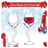 Rose Cocktail Glass Wine Goblet Glasses Flower Drinkware Set of 2, Crystal Champagne Flutes Classy Red Wine Glass, Ideal Gifts for Housewarming, Wedding, Birthday Celebrations - CG01 (Set of 2