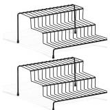 2 Spice Rack Organizer for Cabinet, 4 Tier Step Spice Shelf for Kitchen Countertop and Pantry, Seasoning Rack, 17 x 12 x 4.5 inch, Wire Metal (2 Pack