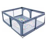 Large Space Kids Baby Ball Pit - Portable Indoor Outdoor Baby Playpen Toddlers Children Safety Play Yard Fence Fun Activities Popular Toys Includes Balls may vary from stock photo